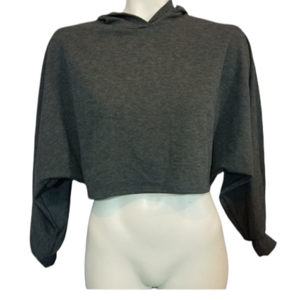‎Lush Grey Cropped Hoodie Size XS